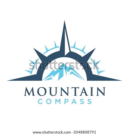 Mountain compass logo icon vector design template.