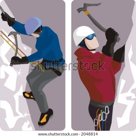 Sport illustrations series. A set of 2 climber illustrations.