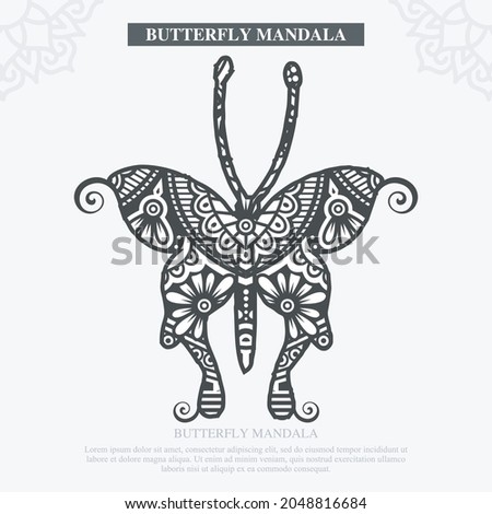 Butterfly Mandala Vector. Vintage Decorative. Vector illustration. 