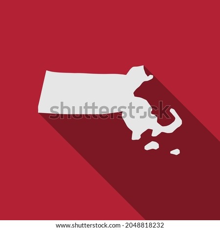 Massachusetts state map with long shadow