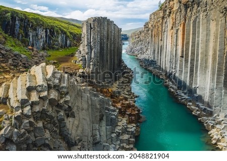 Studlagil basalt canyon, Iceland. One of the most epic and wonderfull nature sightseeing in Iceland Royalty-Free Stock Photo #2048821904