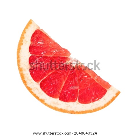 Fresh pink grapefruit slice isolated on white.