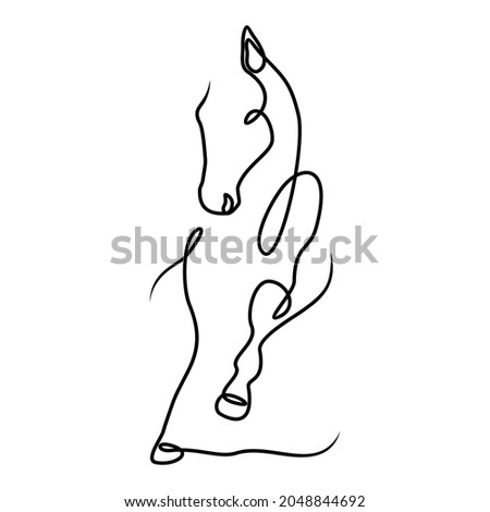 Running black line horse on white background. Vector graphic icon animal. Vector illustration EPS.8 EPS.10