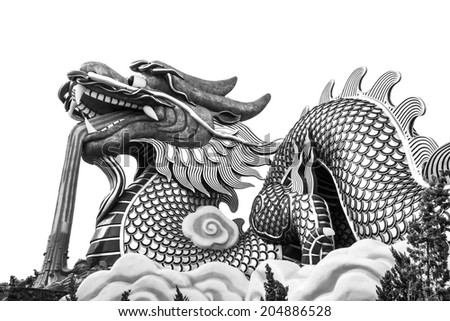 Huge black dragon statue background