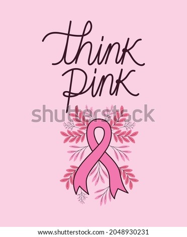 think pink card and woman
