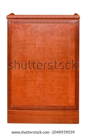 Wooden Podium Tribune Rostrum Stand Isolated on White Background with clipping path. Royalty-Free Stock Photo #2048939039