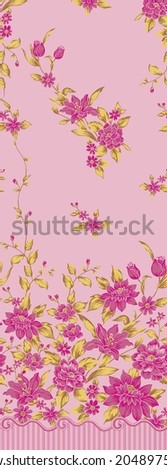 
abstract flowers arrangement border design vector with solid background for textile printing factory
