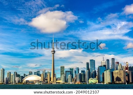 Panoramic view of Toronto cityscape  in a sunny day, Ontario, Canada