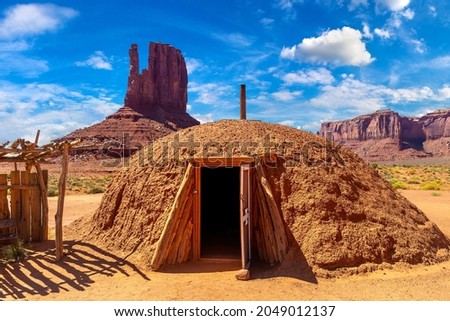 Native american hogans in Navajo nation reservation at Monument Valley, Arizona, USA Royalty-Free Stock Photo #2049012137