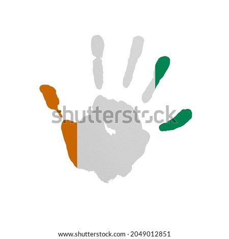 World countries. Hand print in colors of national flag. Cote d'Ivoire