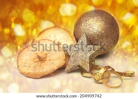 Christmas ball baubles with golden decoration