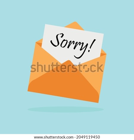 'Sorry' Written Inside An Envelope Letter (Line Icon in Flat Style Vector Illustration Design) Royalty-Free Stock Photo #2049119450