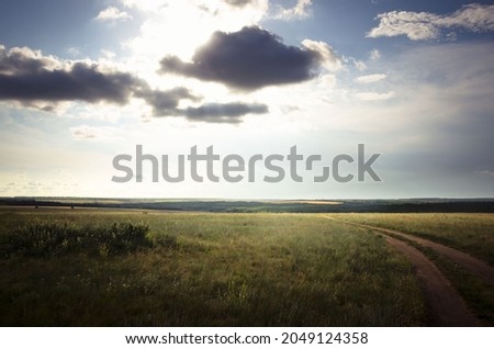 Dirt road through the steppe in Ukraine