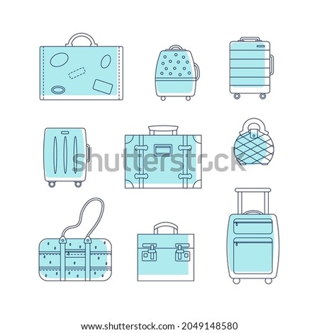 Vector illustration with suitcases on white background.