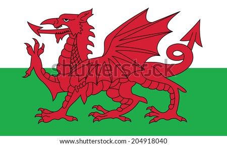 Flag of Wales. Vector. Accurate dimensions, element proportions and colors. Royalty-Free Stock Photo #204918040