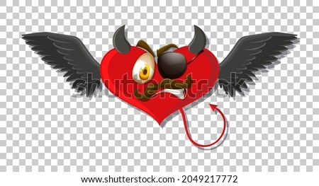 Heart shape devil with facial expression illustration
