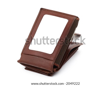 brown leather wallet with a blank space for credit card