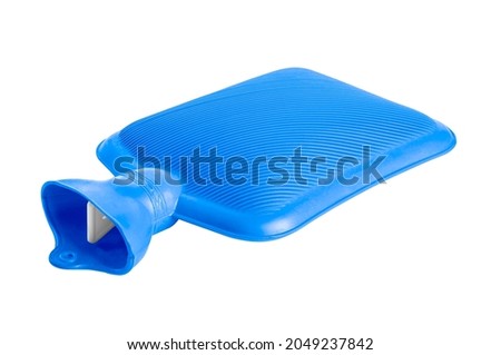 Blue hot water bag isolated on white background.