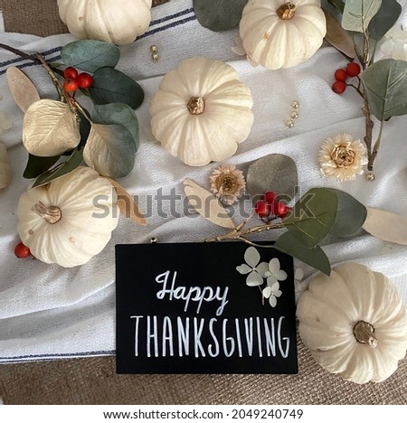 Holiday table. Happy Thanksgiving concept. Top view, flat lay