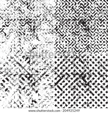Set of grunge seamless pattern texture. Vector illustration 