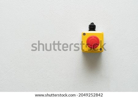 Stop Red Button. emergency stop button. Big Red emergency button or stop button for manual pressing. Royalty-Free Stock Photo #2049252842