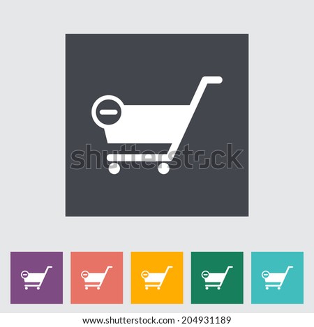 Cart. Single flat icon on the button. Vector illustration.