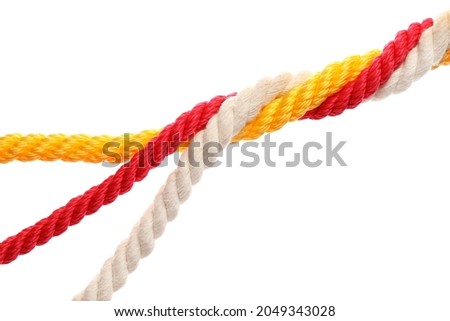 Twisted ropes on white background Royalty-Free Stock Photo #2049343028