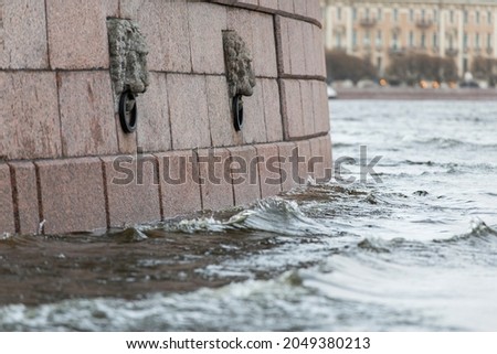 Russia. Saint-Petersburg. St. Petersburg pictures. Bad weather in St. Petersburg. Flooding on the Neva River.