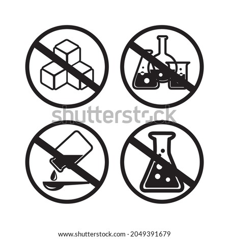 vector icon or symbol without preservatives, without sweeteners, without flavorings. the icon can be used for the production of food ingredients Royalty-Free Stock Photo #2049391679