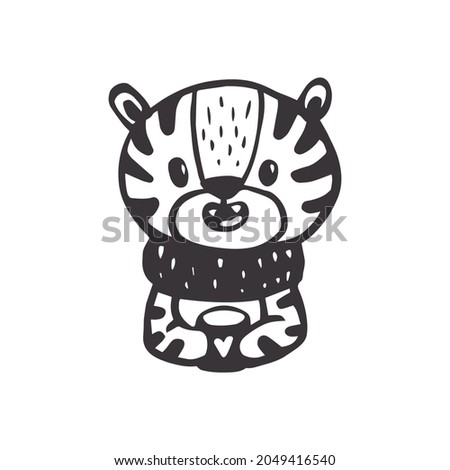 Cute cartoon Tiger. Vector Icon Illustration. Isolated. Flat Cartoon Style. Tiger cartoon character