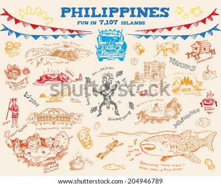 Philippine doodle sketch concept collection 2. Editable Clip Art. Vector eps10