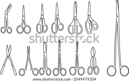 scissors type outline set icon