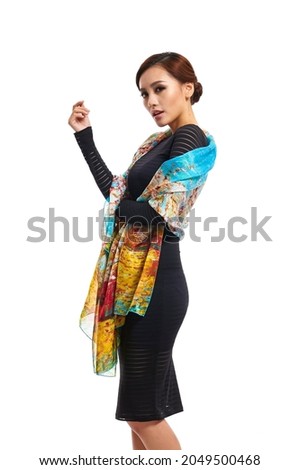 Gentle and beautiful Asian girl on white background