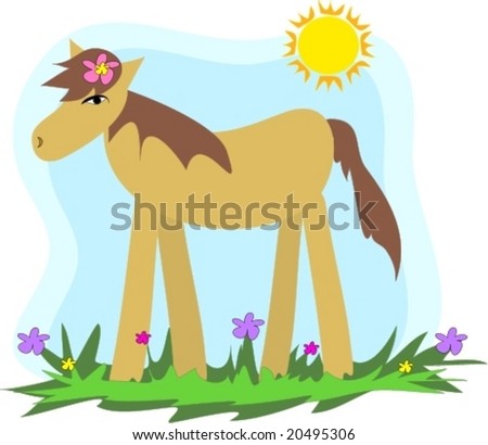 Tropical Horse and Sun Vector