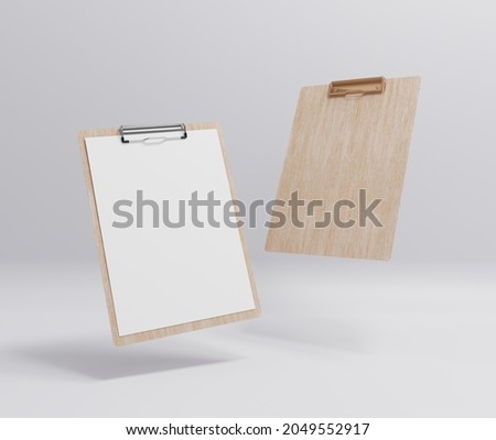 wooden clipboard with blank a4 paper Royalty-Free Stock Photo #2049552917