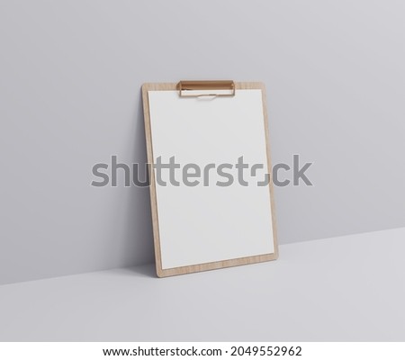 wooden clipboard with blank a4 paper, menu board Royalty-Free Stock Photo #2049552962