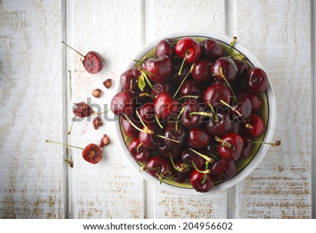 Bowl of Bing Cherries Royalty-Free Stock Photo #204956602