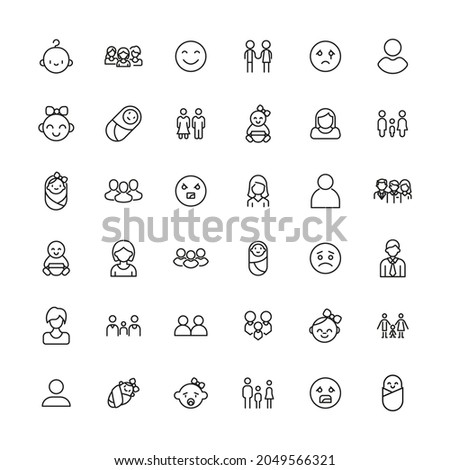 Human line icons set. Stroke vector elements for trendy design. Simple pictograms for mobile concept and web apps. Vector line icons isolated on a white background.