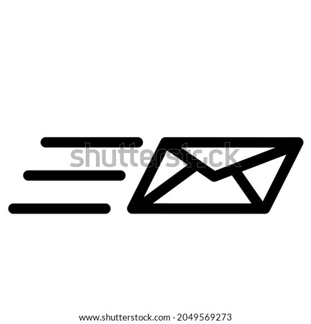 Envelope icon with fast style isolated on white background