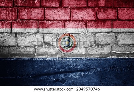 brick wall with the flag