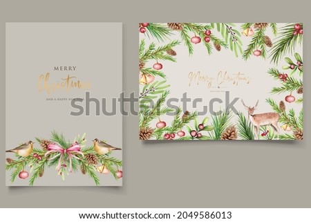 hand drawn watercolor christmas background set