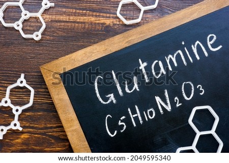 Glutamine amino acid formula on the blackboard. Royalty-Free Stock Photo #2049595340