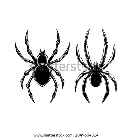 Set of Illustrations of spider. Design element for logo, label, sign, emblem, poster. Vector illustration