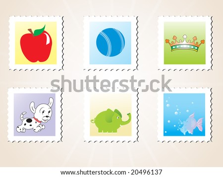 vector illustration post stamps, education
