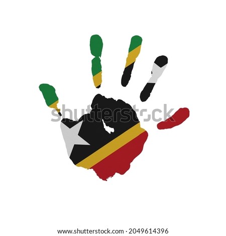 World countries. Hand print in colors of national flag. Saint Kitts and Nevis