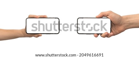 Mobile phone mockup cinema or movie content showing template, isolated on a white background photo