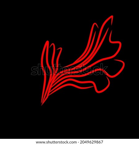 leaf logo illustration with red line art