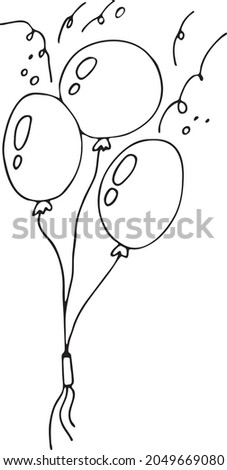 Doodle balloons for holidays. Images for the Internet, coloring pages, banners, posters, web design. Vector illustration of drawings. A simple hand-drawn image and isolated on a white background.