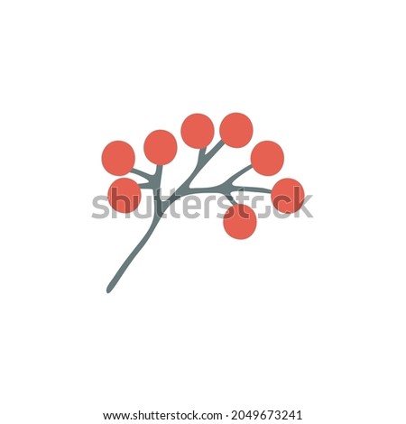 Vector hand drawn branch of berries for winter and autumn decoration. Doodle illustration.