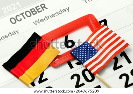 Calendar October 6 2021 and flags